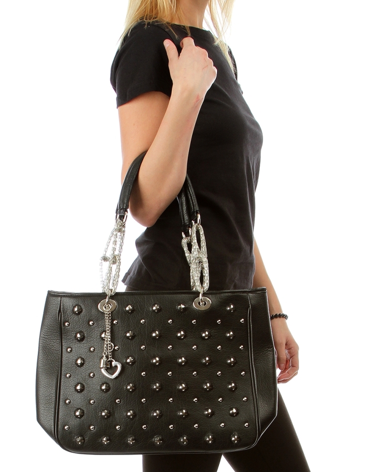 black-wide-circle-studded-handbag-with-charms